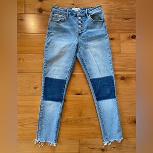 PacSun Women’s High-Rise Skinniest Light Blue Jeans w/ Dark Knee Patches Sz 26